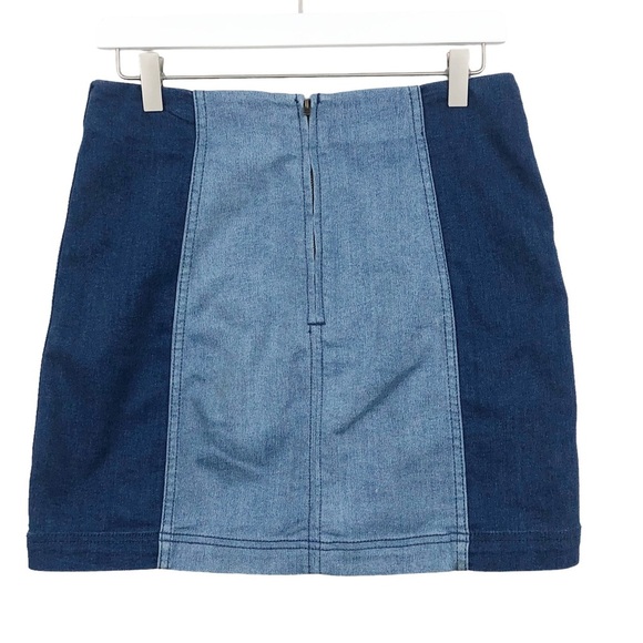 Free‎ People Color Block Denim Mini Skirt - Picture 6 of 6